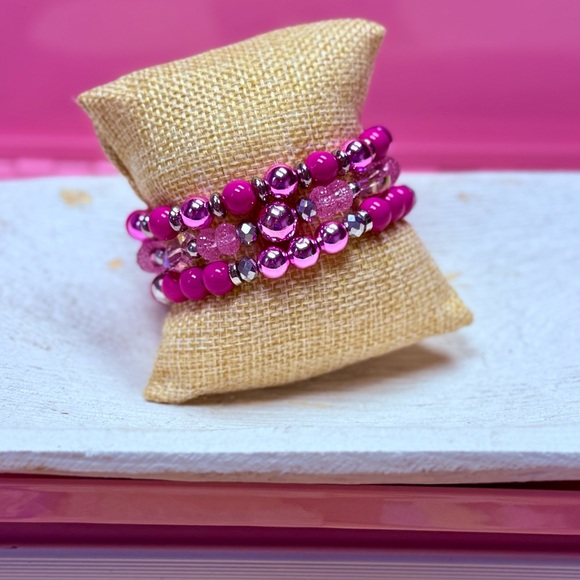 Jewelry - Pink Beaded Bracelet Set- Valentine’s Day!